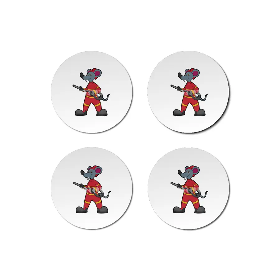 Mouse as Firefighter with Hose Bardak Altlığı