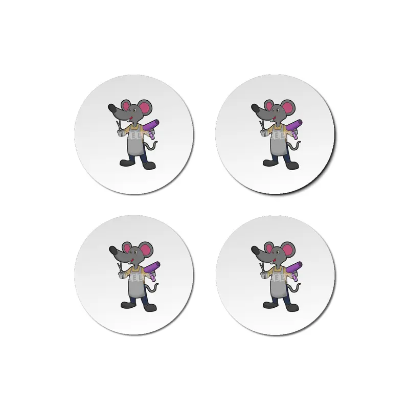 Mouse as Hairdresser with Scissors & Hair dryer Bardak Altlığı