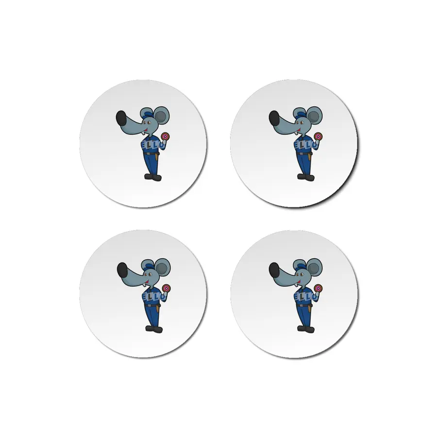 Mouse as Police officer with Donut Bardak Altlığı