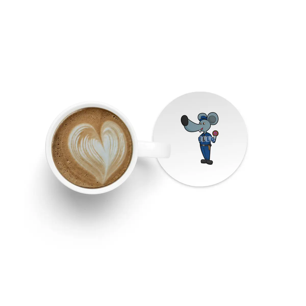 Mouse as Police officer with Donut Bardak Altlığı