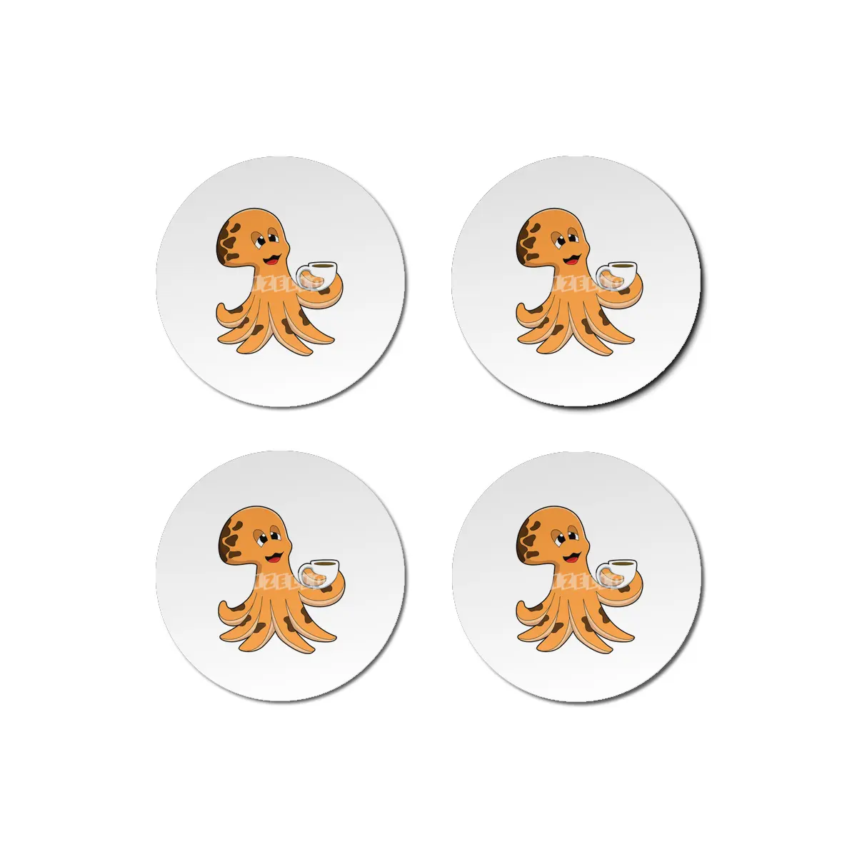 Octopus with Cup of Coffee Bardak Altlığı
