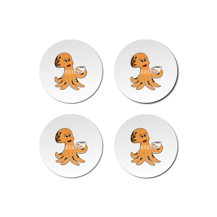 Octopus with Cup of Coffee Bardak Altlığı