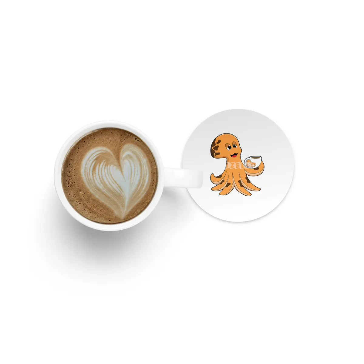 Octopus with Cup of Coffee Bardak Altlığı