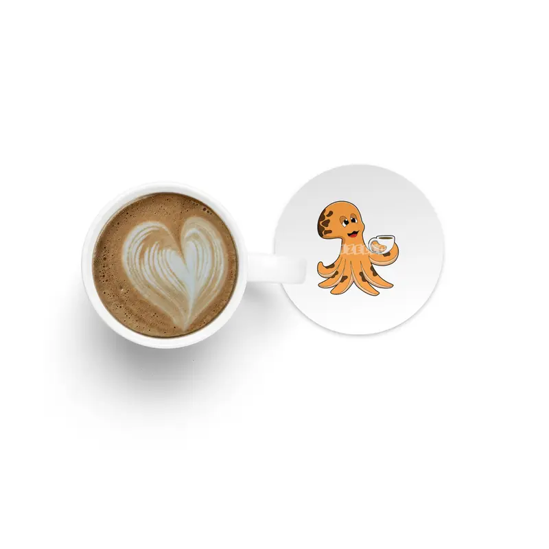 Octopus with Cup of Coffee Bardak Altlığı