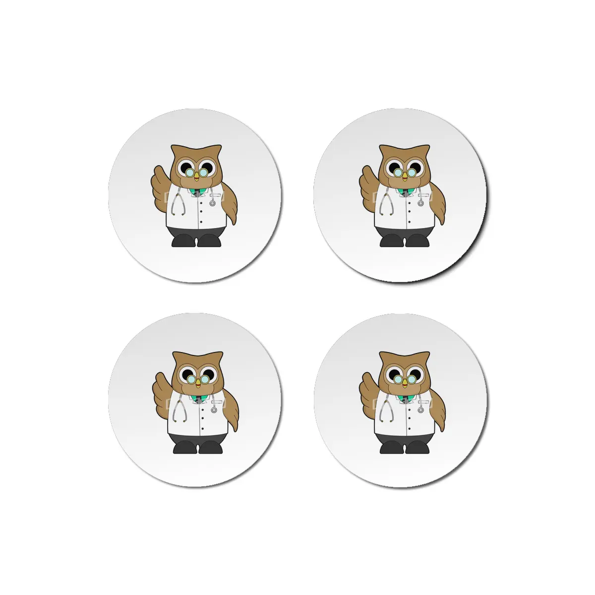 Owl as Doctor with Stetoscope Bardak Altlığı