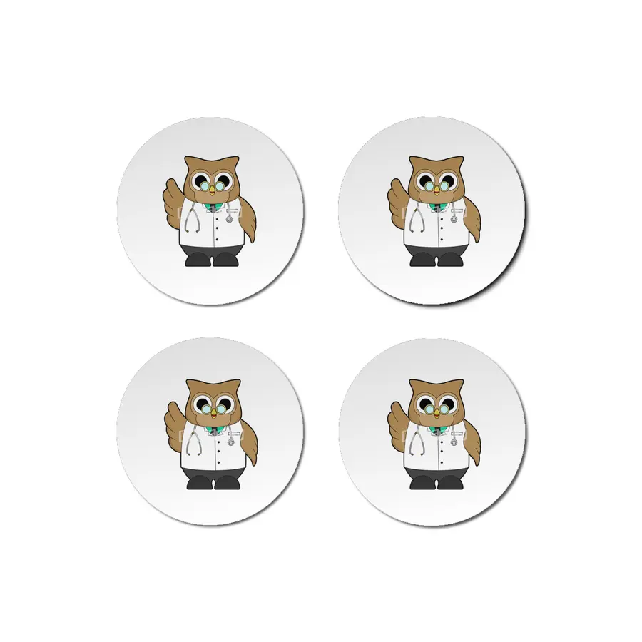 Owl as Doctor with Stetoscope Bardak Altlığı