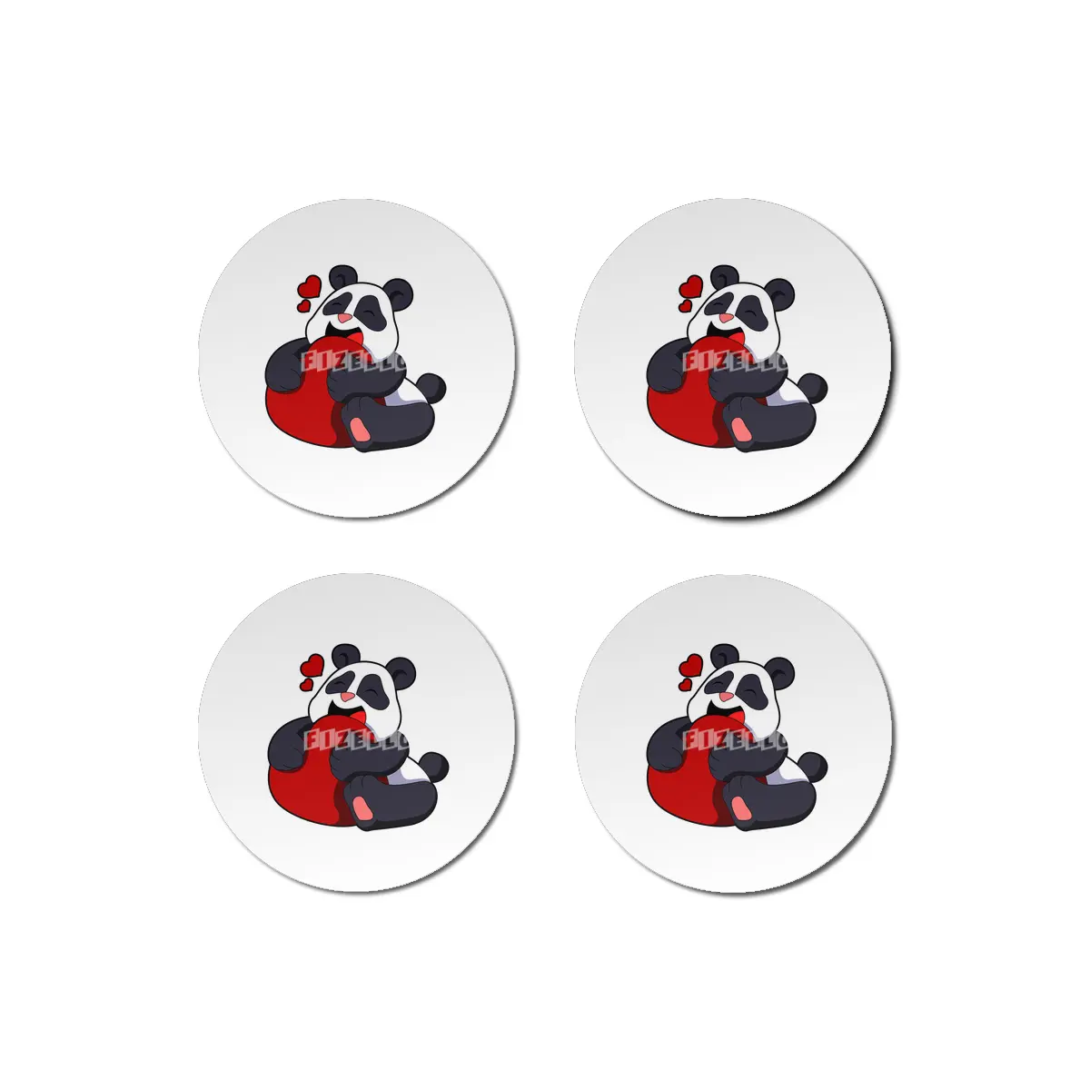 Panda - Love with Heart Bardak Altlığı