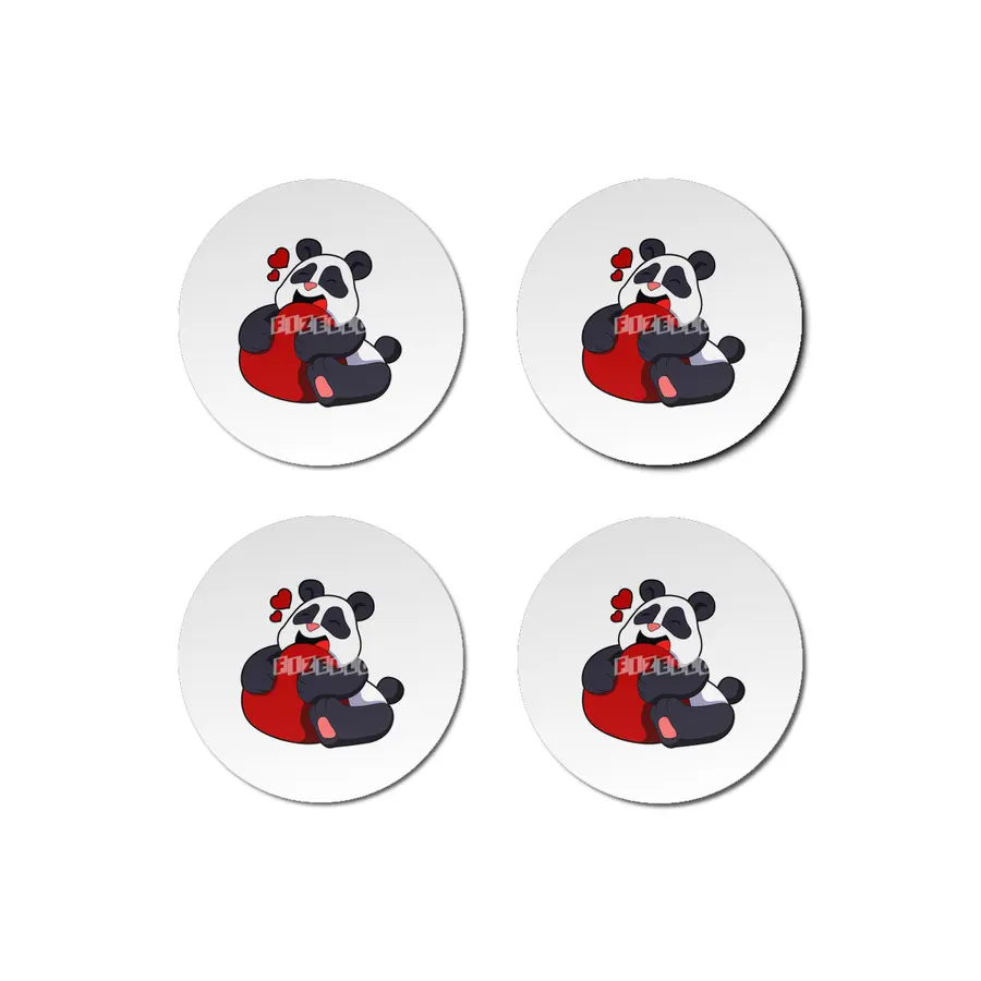 Panda - Love with Heart Bardak Altlığı