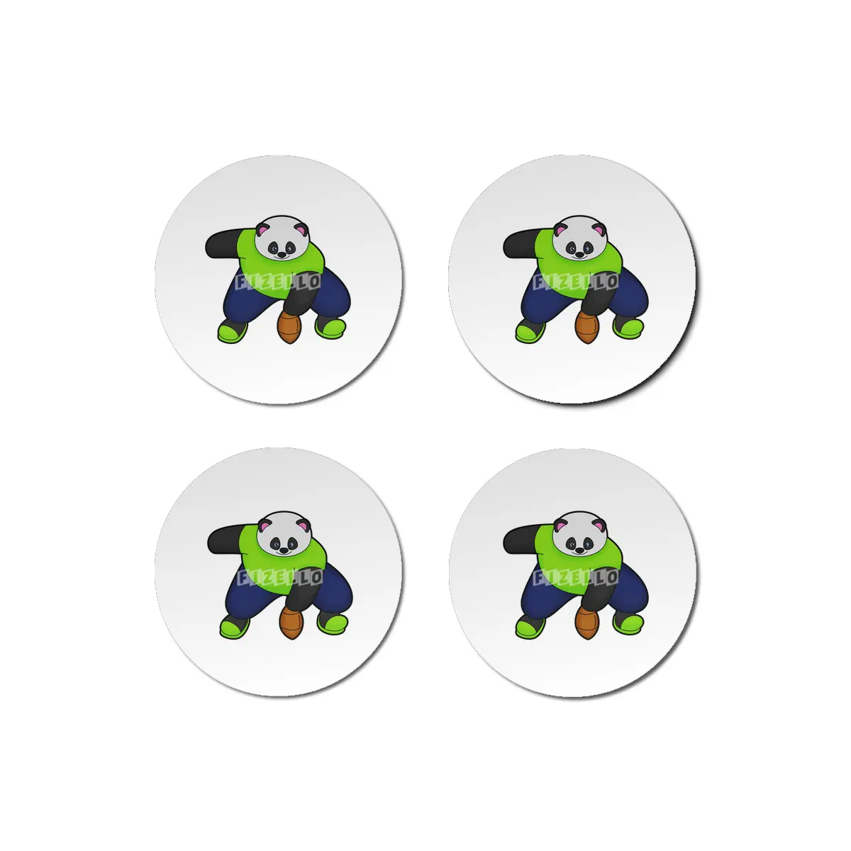 Panda as Football player with Football Bardak Altlığı