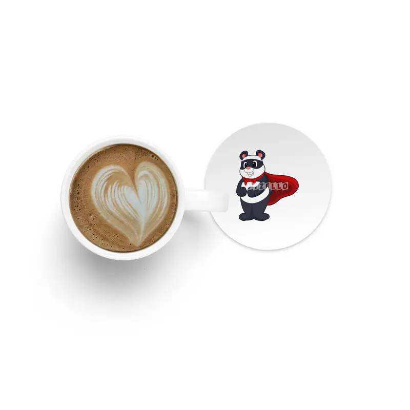 Panda as Hero with Mask & Cape Bardak Altlığı