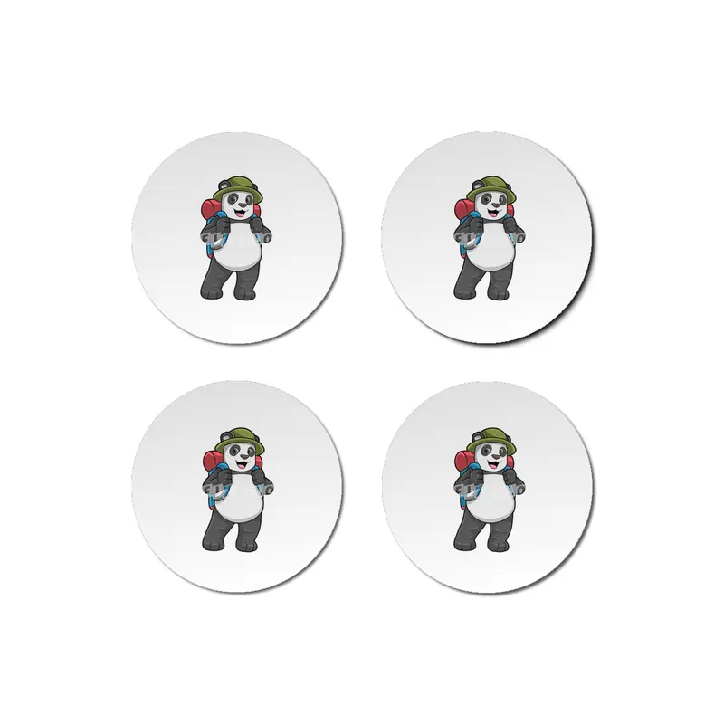 Panda as Hiker with Backpack Bardak Altlığı