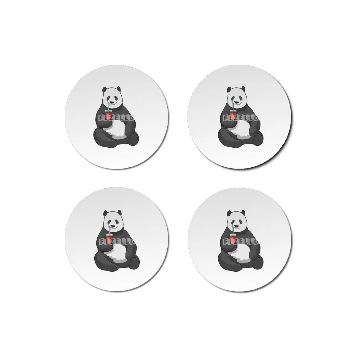 Panda with Drink Bardak Altlığı