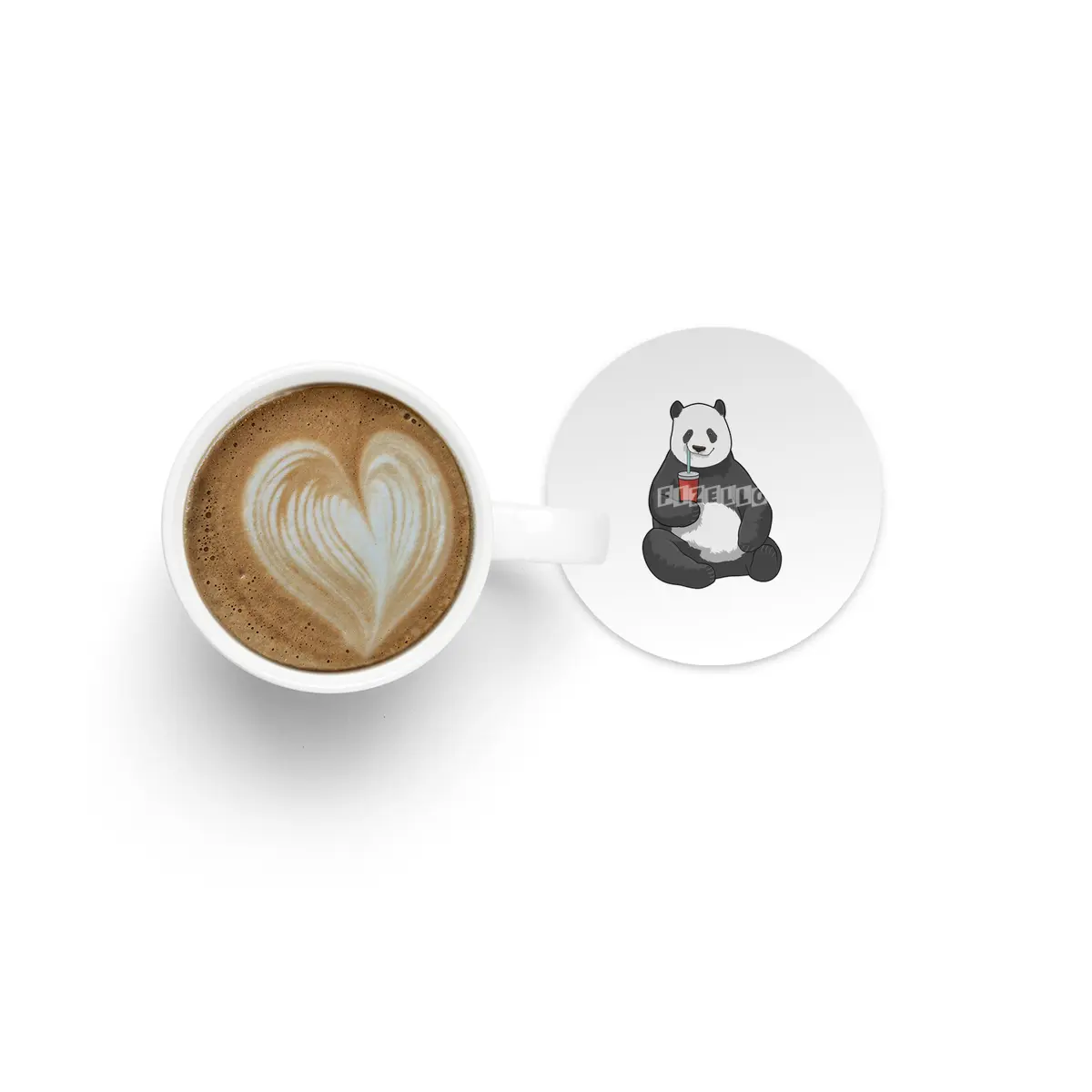 Panda with Drink Bardak Altlığı