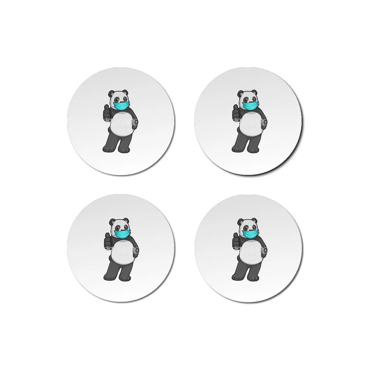 Panda with Face mask Bardak Altlığı