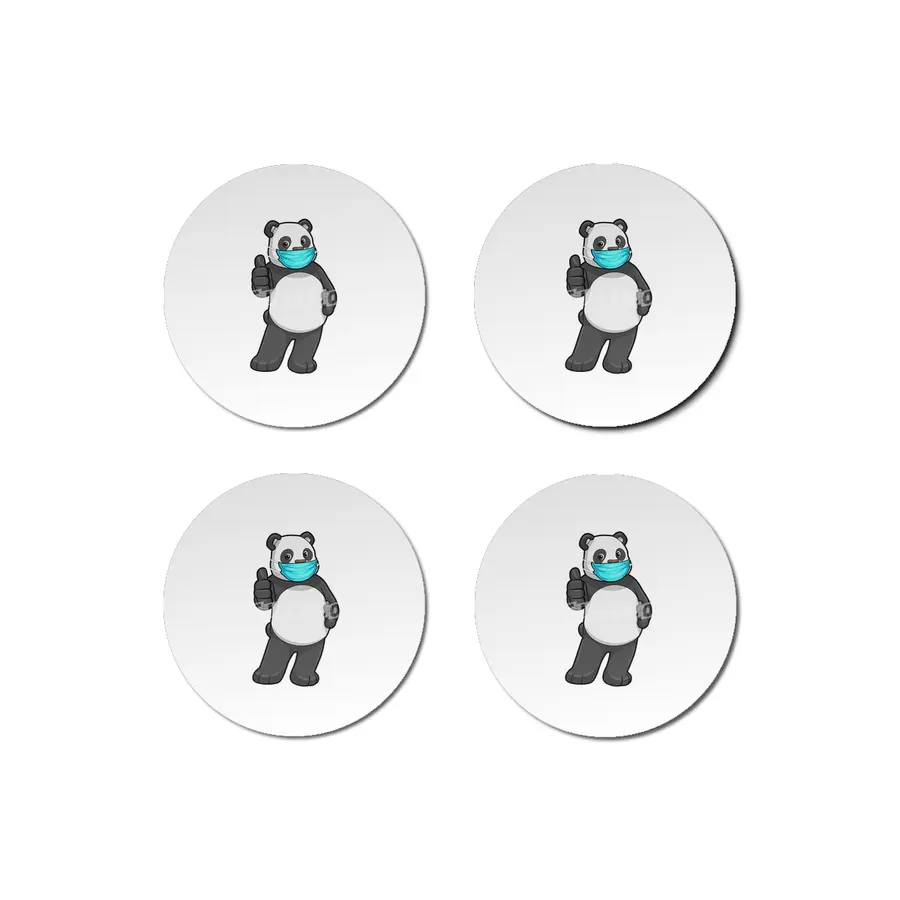 Panda with Face mask Bardak Altlığı