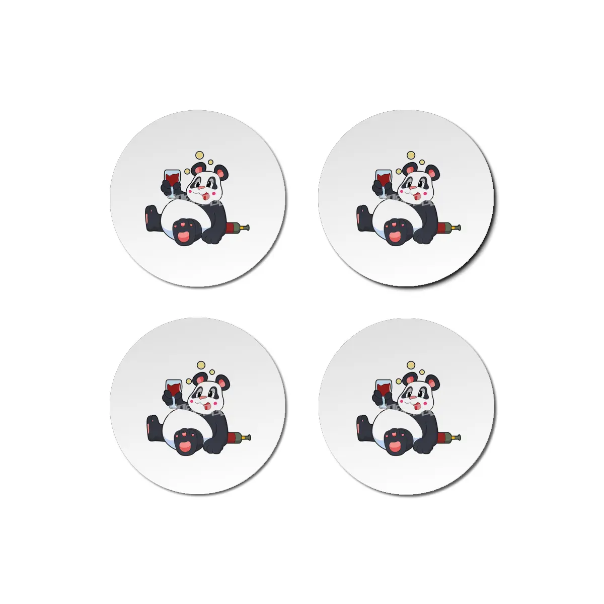 Panda with Glass of Red wine Bardak Altlığı
