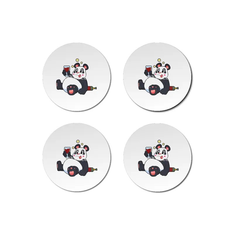 Panda with Glass of Red wine Bardak Altlığı