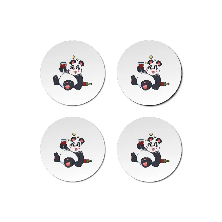 Panda with Glass of Red wine Bardak Altlığı