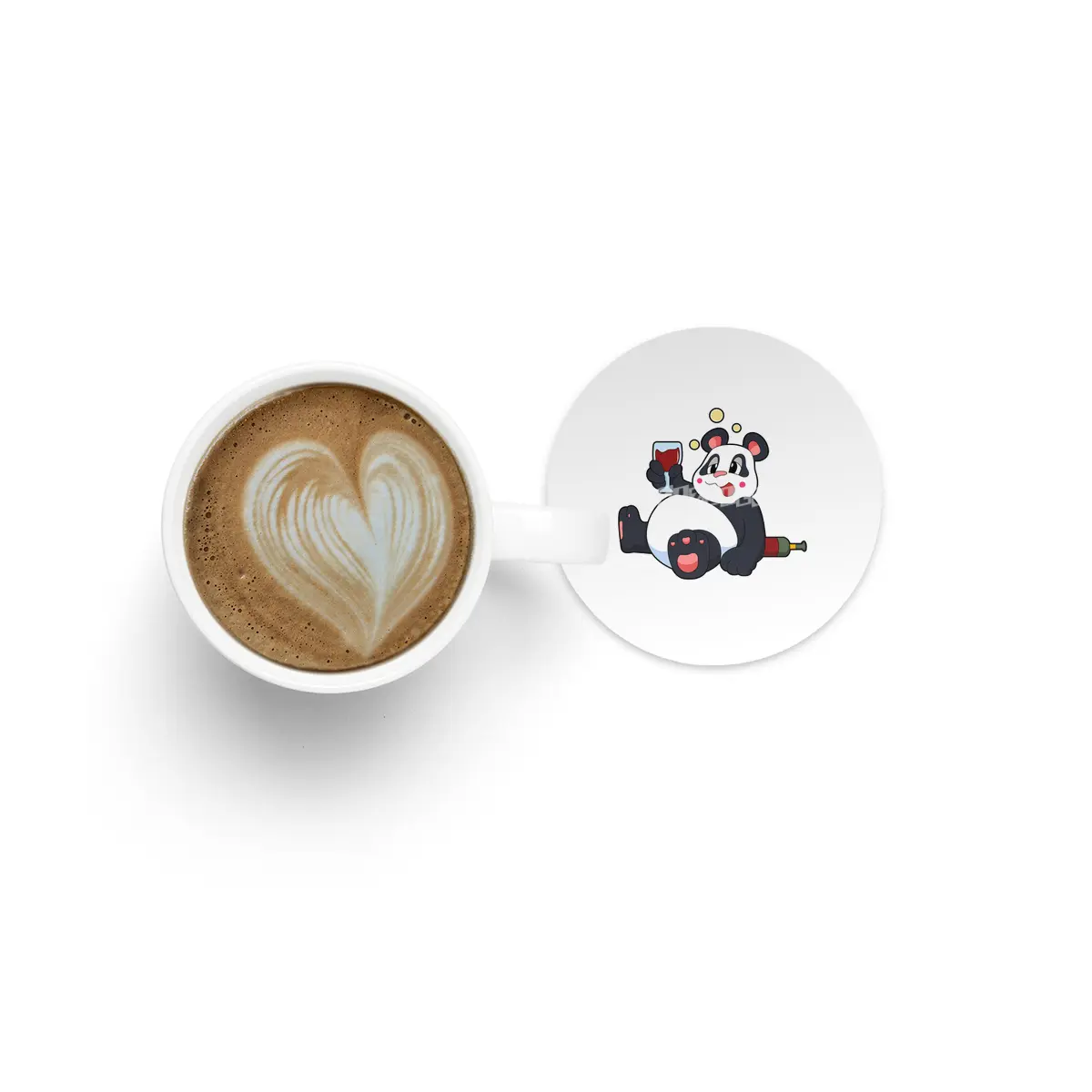 Panda with Glass of Red wine Bardak Altlığı