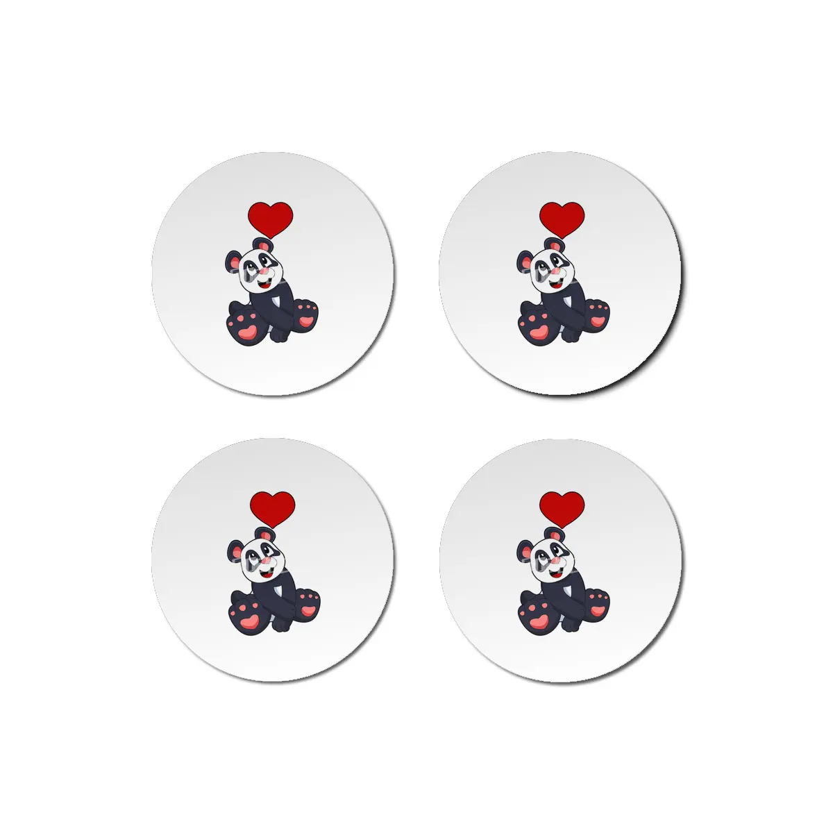 Panda with Heart Bardak Altlığı