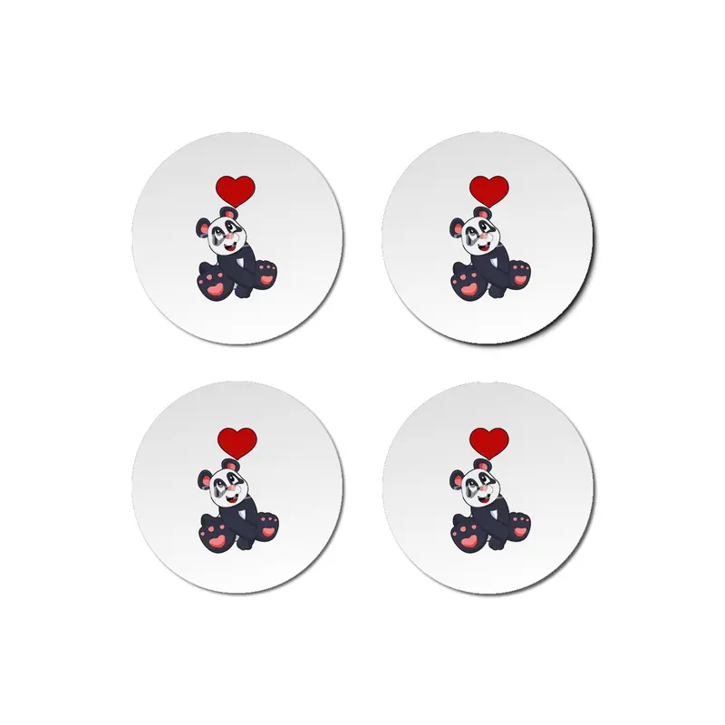 Panda with Heart Bardak Altlığı