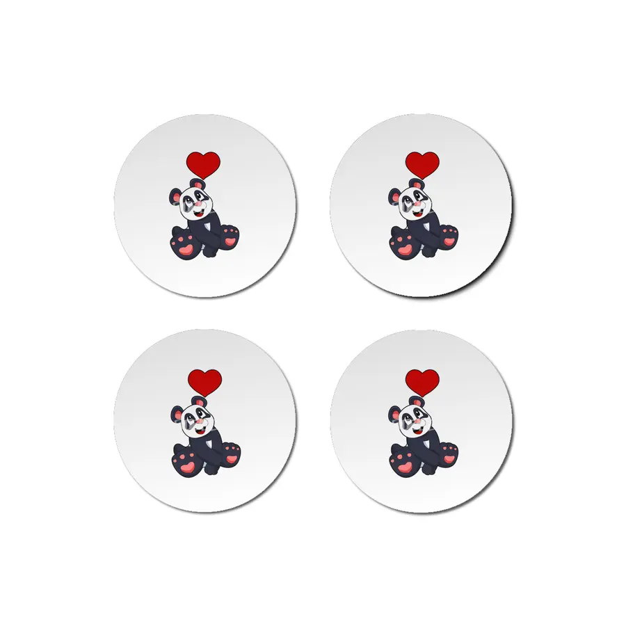 Panda with Heart Bardak Altlığı