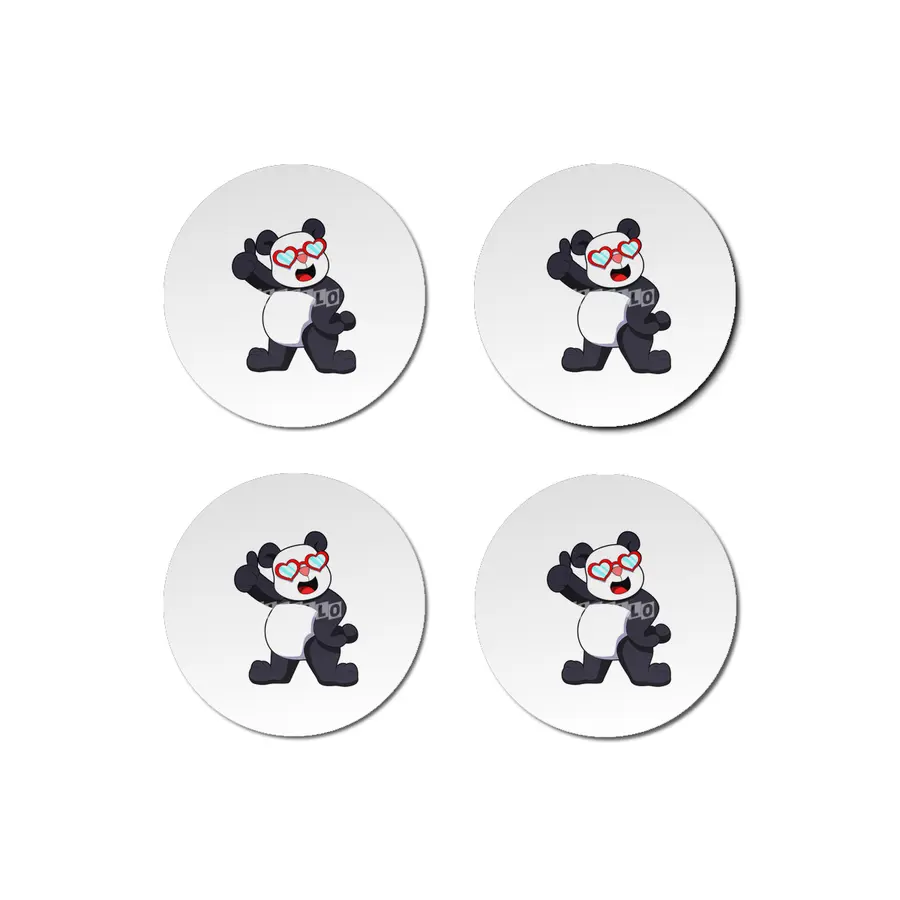 Panda with Heart as Glasses Bardak Altlığı