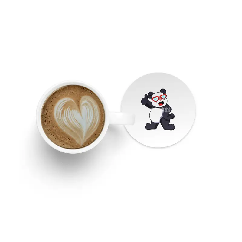 Panda with Heart as Glasses Bardak Altlığı