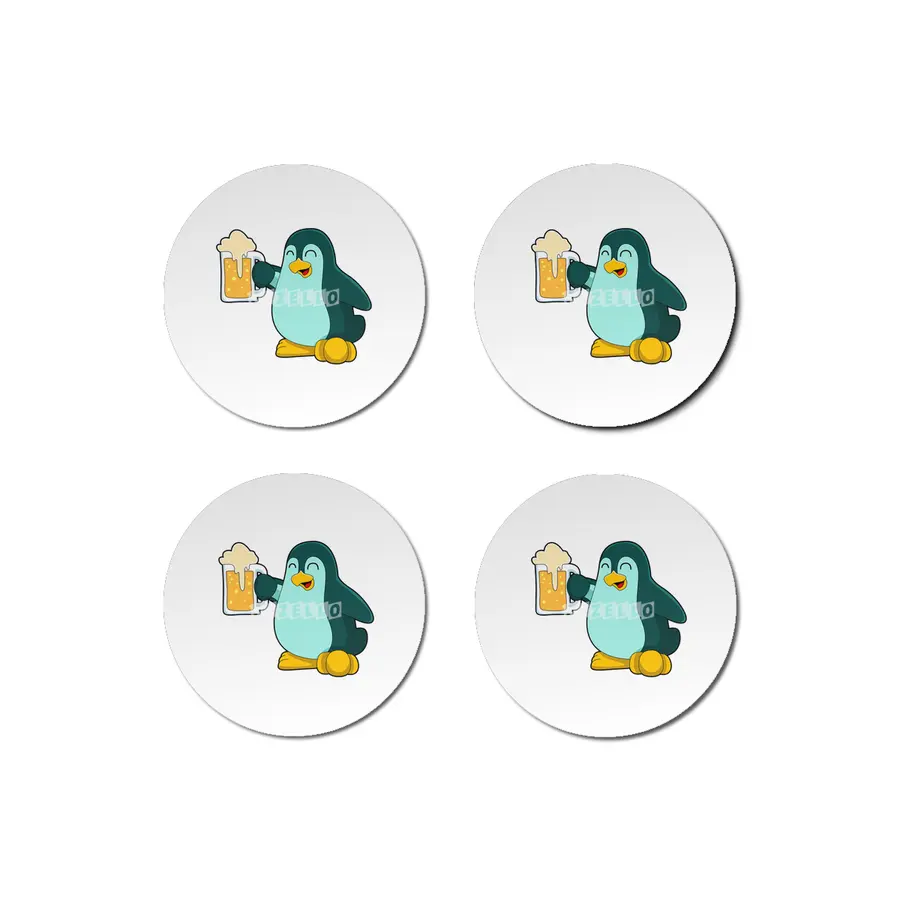 Penguin with Glass of Beer Bardak Altlığı