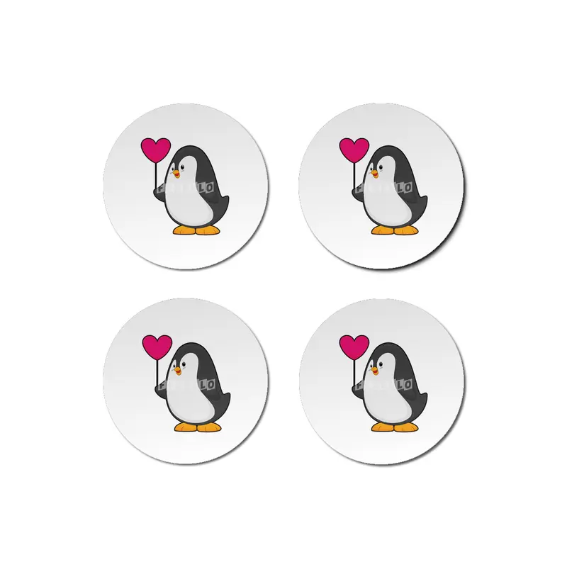 Penguin with Heart Balloon Bardak Altlığı