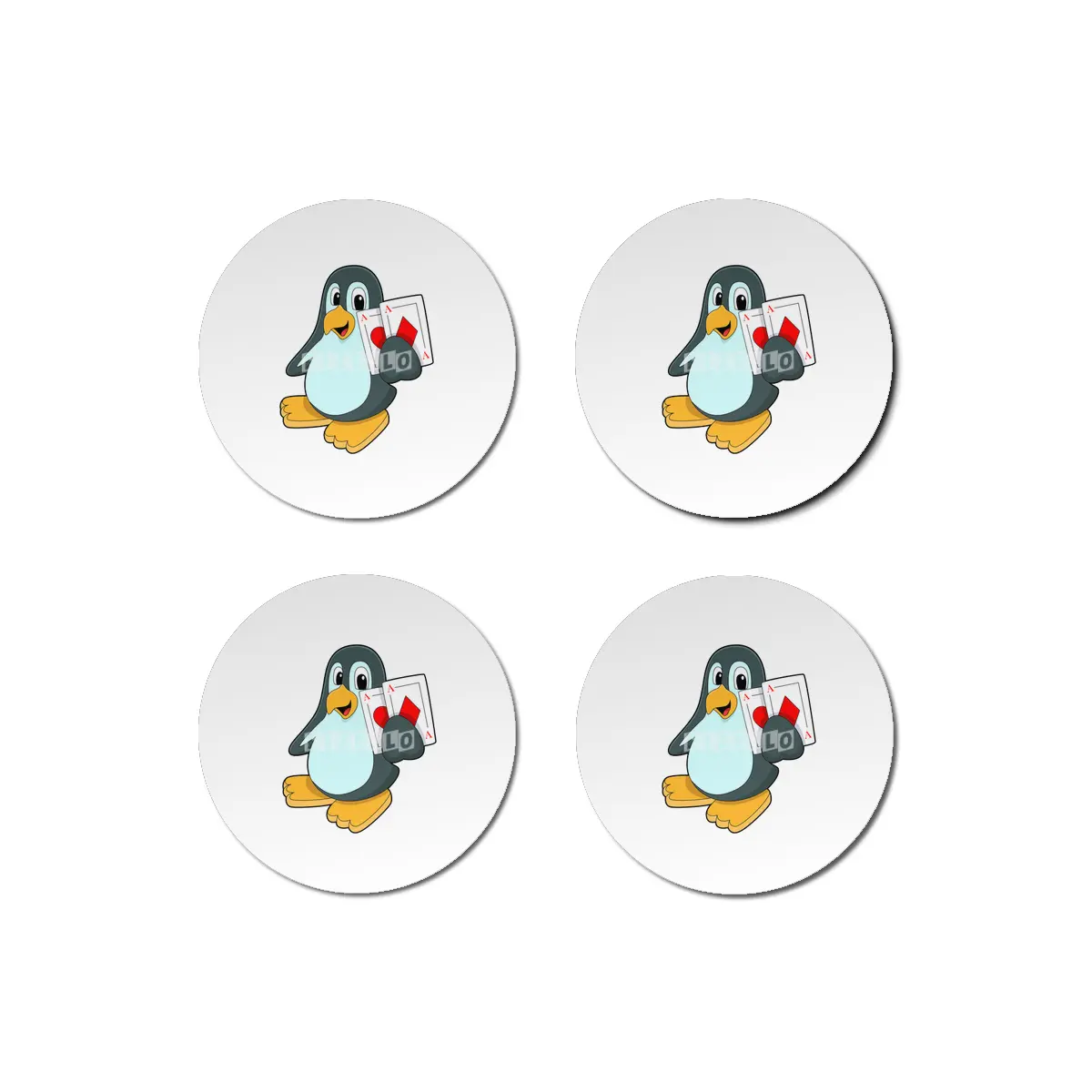 Penguin with Poker cards Bardak Altlığı