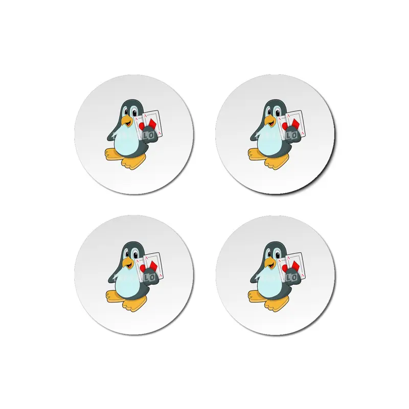 Penguin with Poker cards Bardak Altlığı