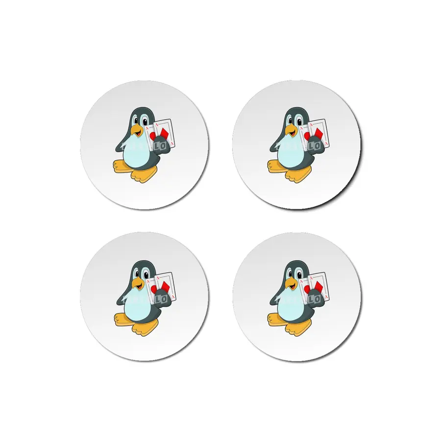 Penguin with Poker cards Bardak Altlığı