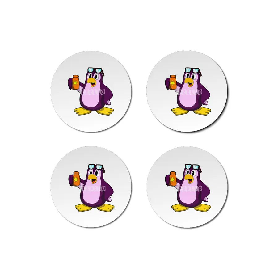Penguin with Suncream & Sunglasses Bardak Altlığı