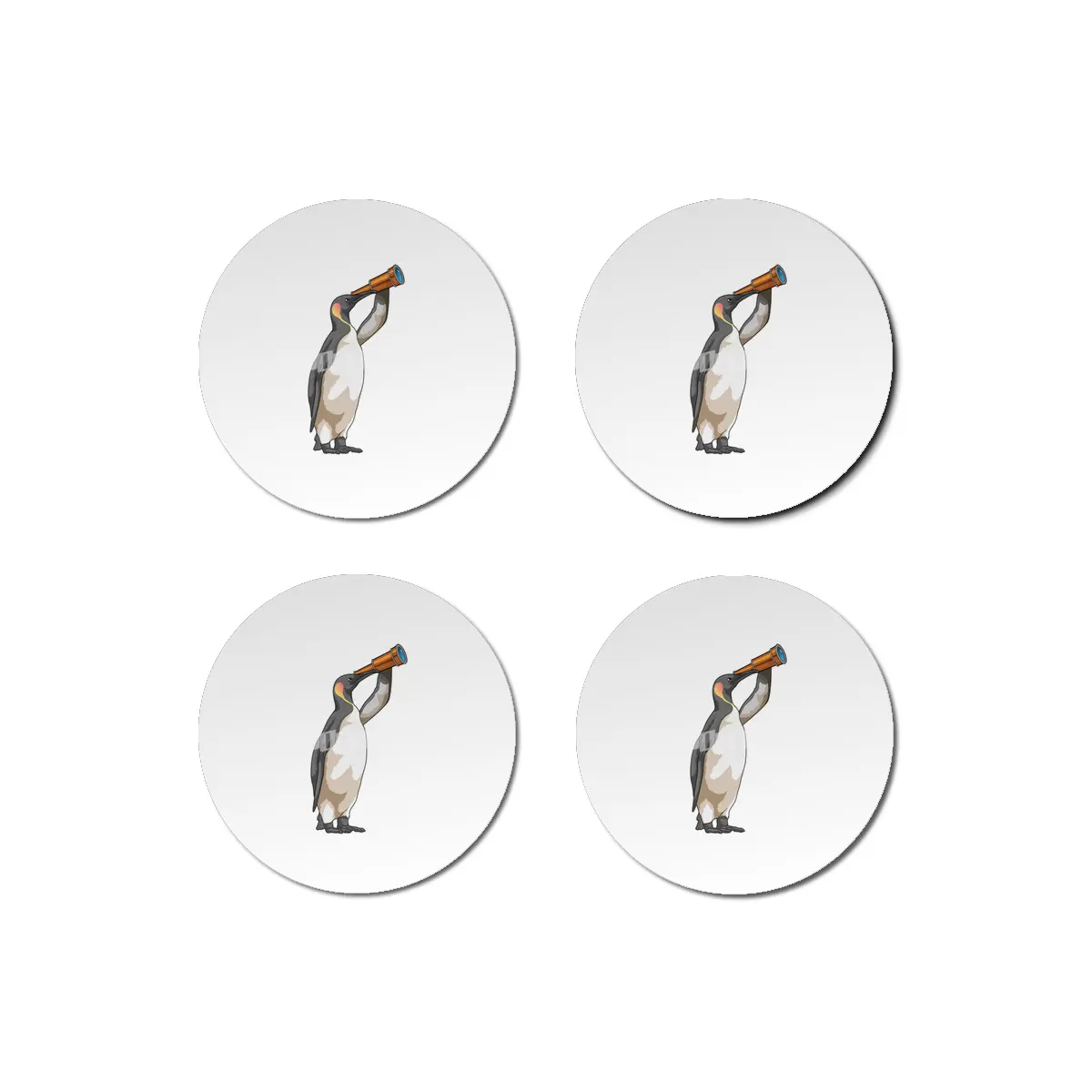 Penguin with Telescope Bardak Altlığı