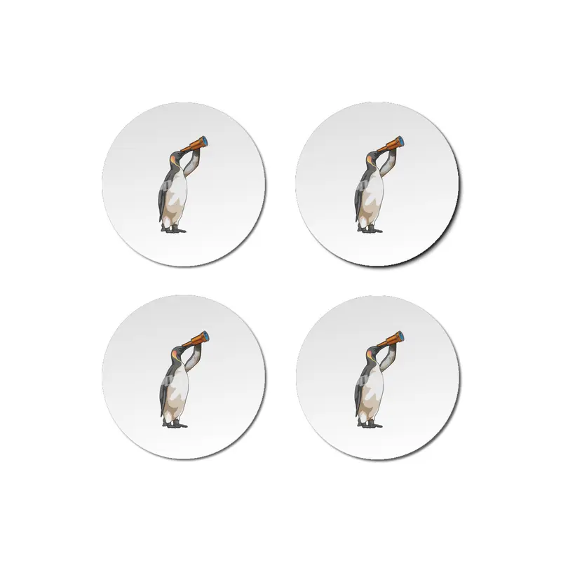 Penguin with Telescope Bardak Altlığı