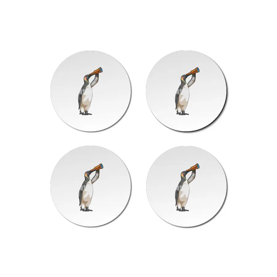 Penguin with Telescope Bardak Altlığı
