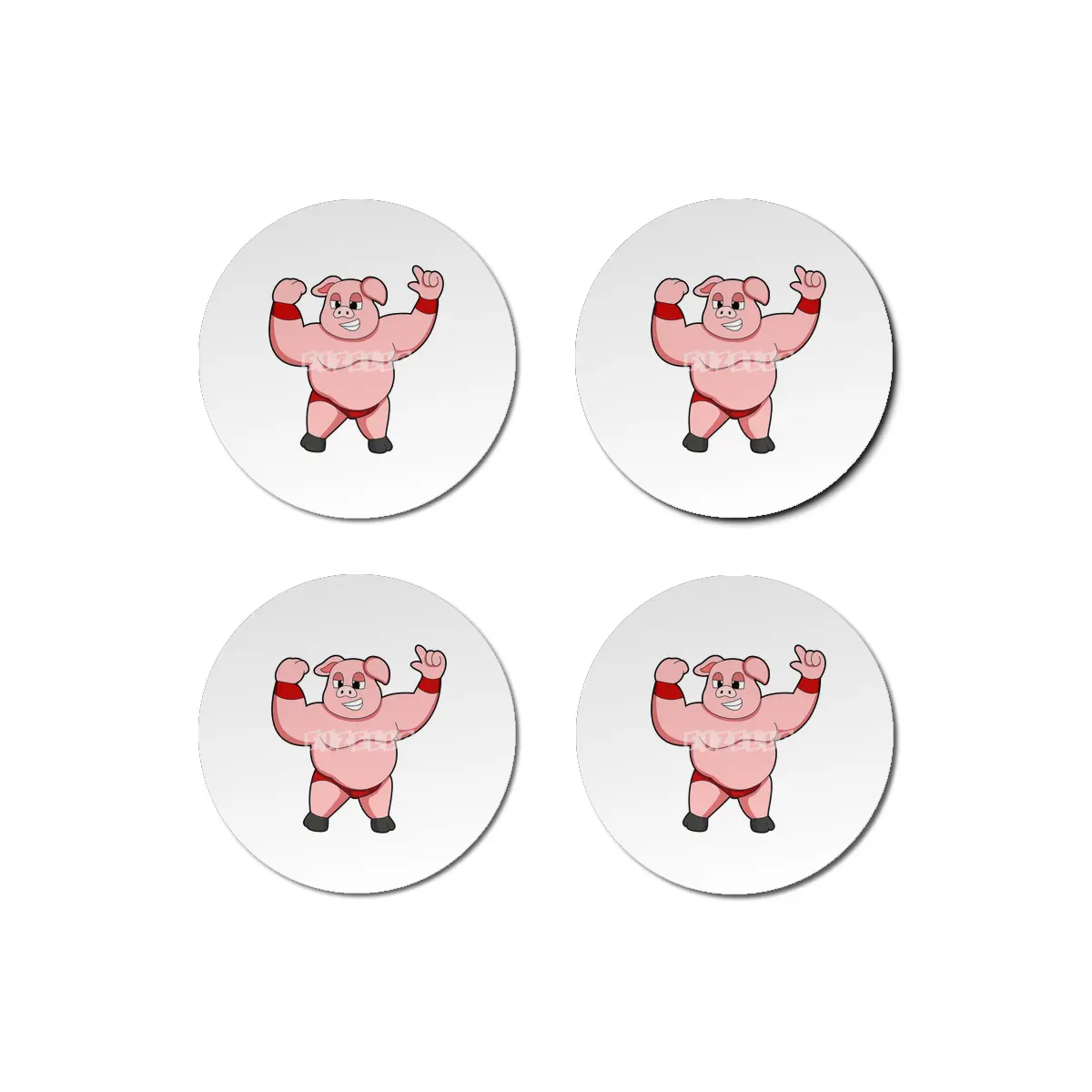 Pig as Bodybuilder with big Belly Bardak Altlığı