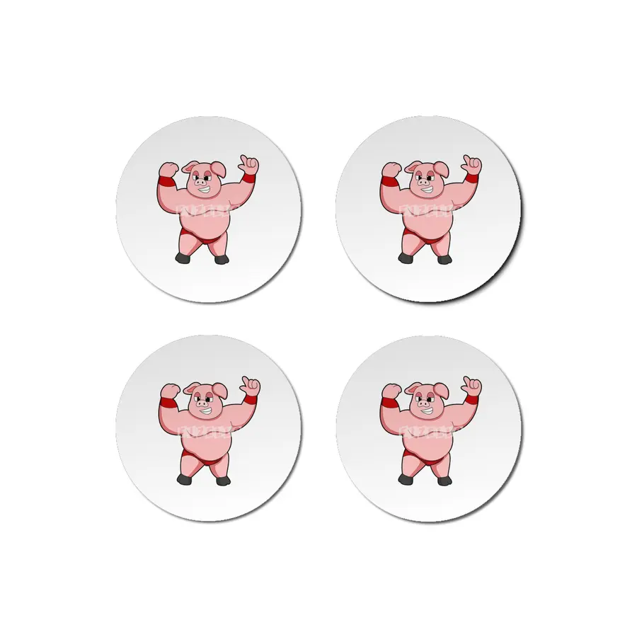Pig as Bodybuilder with big Belly Bardak Altlığı