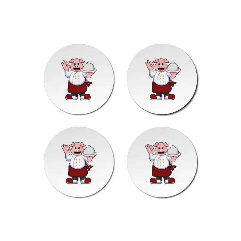 Pig as Cook with Cooking apron & Serving plate Bardak Altlığı