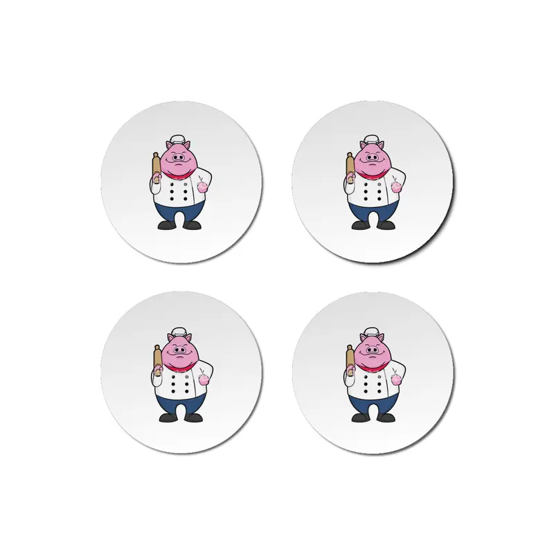 Pig as Cook with Rolling pin Bardak Altlığı
