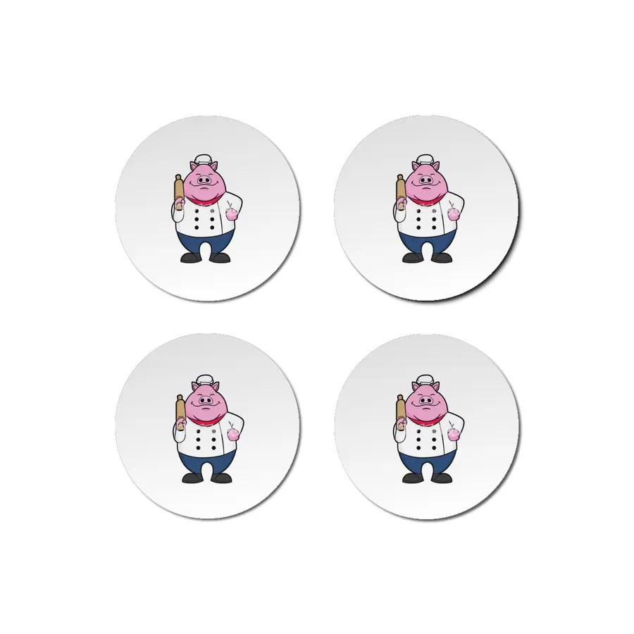 Pig as Cook with Rolling pin Bardak Altlığı