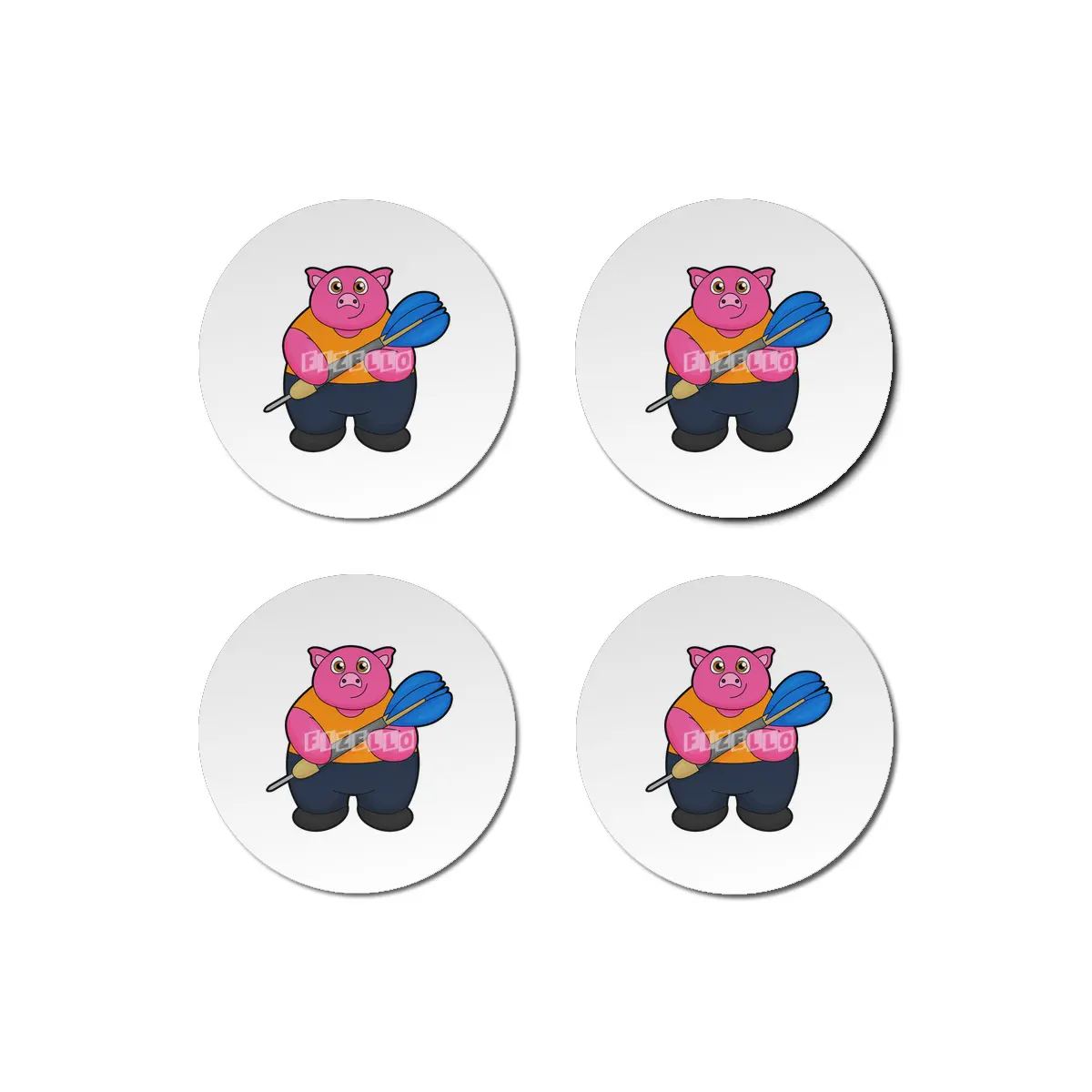 Pig as Dart player with Darts Bardak Altlığı