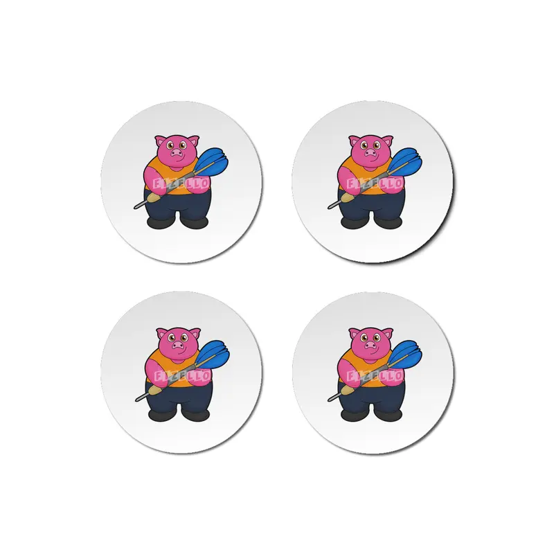 Pig as Dart player with Darts Bardak Altlığı