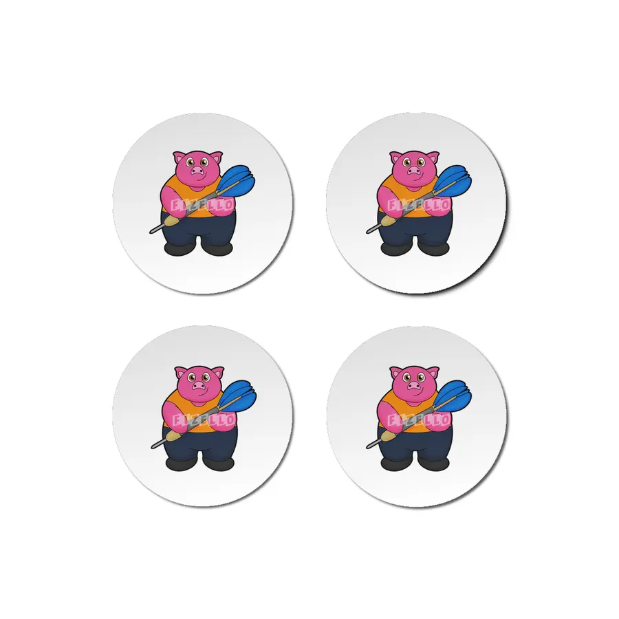 Pig as Dart player with Darts Bardak Altlığı