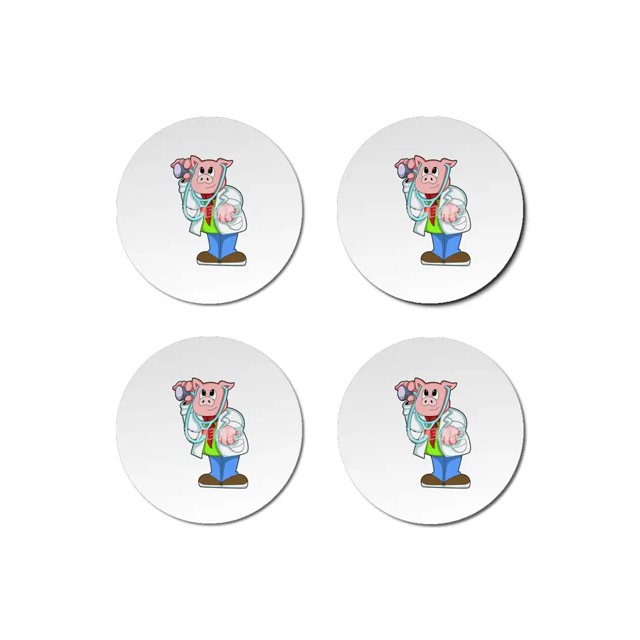 Pig as Doctor with Stethoscope Bardak Altlığı