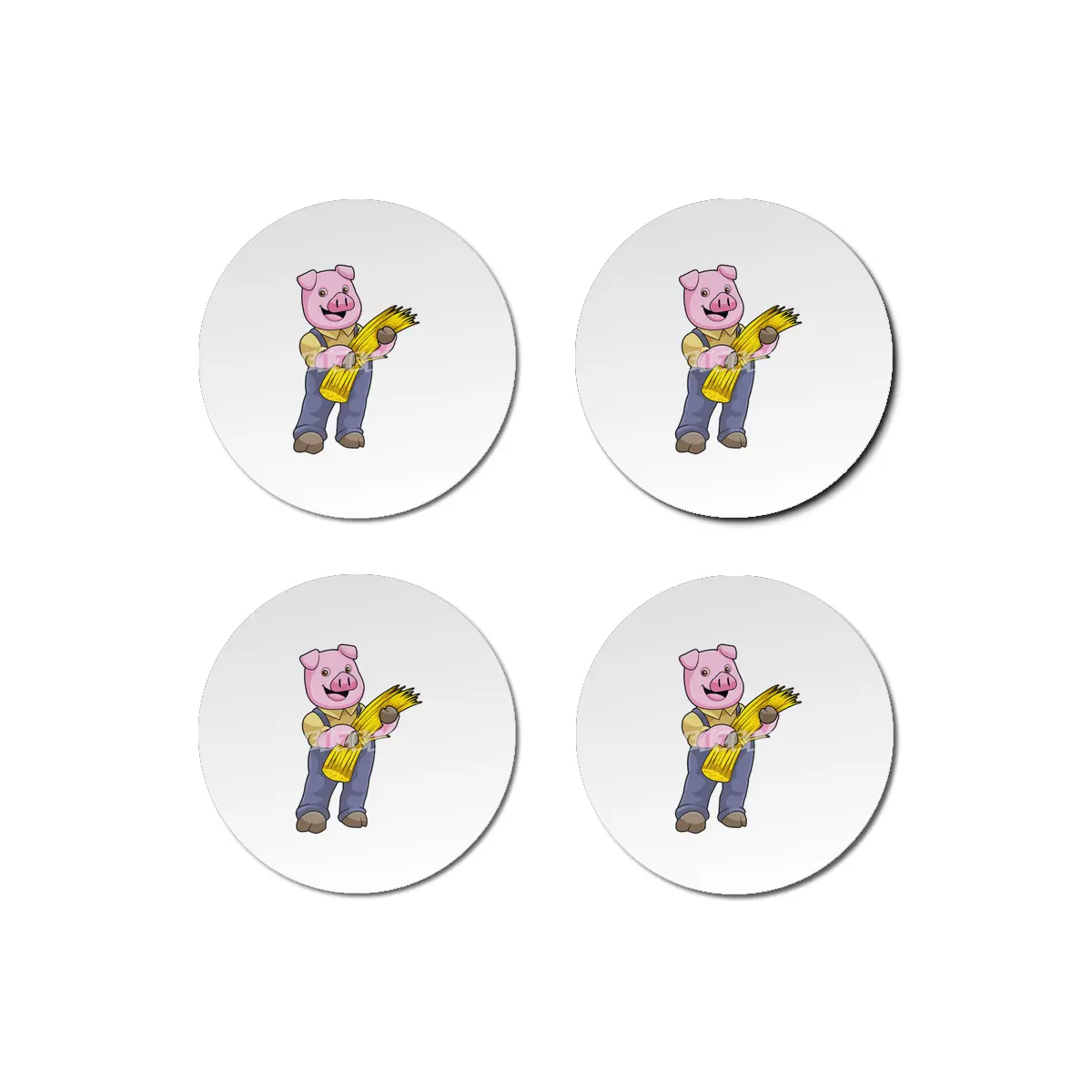 Pig as Farmer with Straw Bardak Altlığı