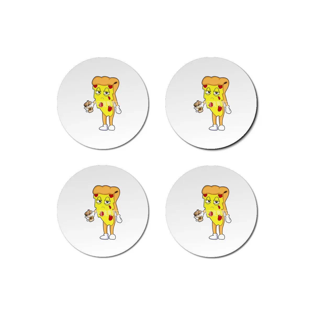 Pizza with Salami Cheese & Coffee Bardak Altlığı