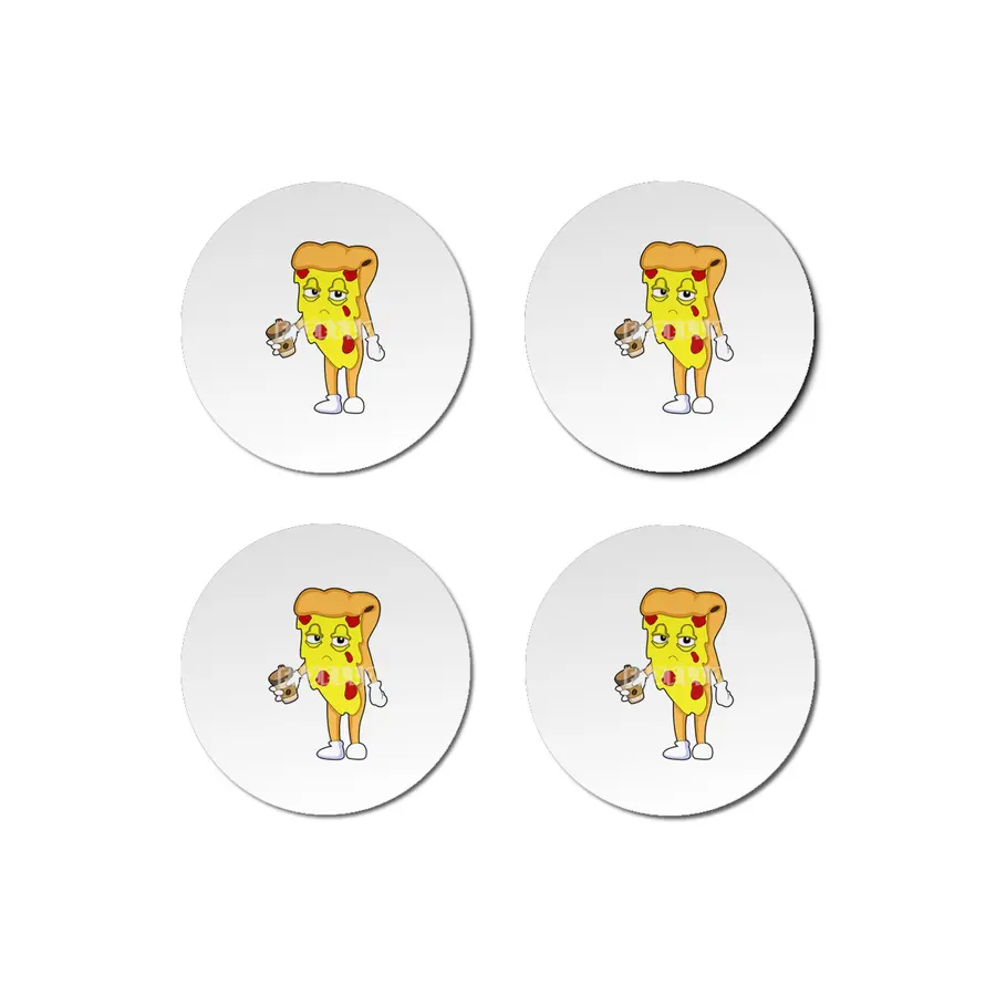 Pizza with Salami Cheese & Coffee Bardak Altlığı