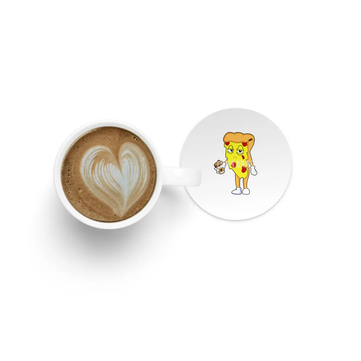 Pizza with Salami Cheese & Coffee Bardak Altlığı
